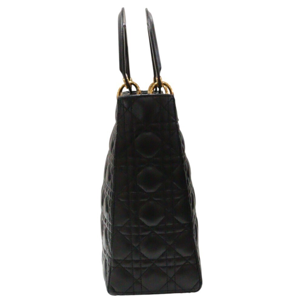Christian Dior Lady Cannage Leather Handbag Shoulder Bag Strap Black - Picture 4 of 7